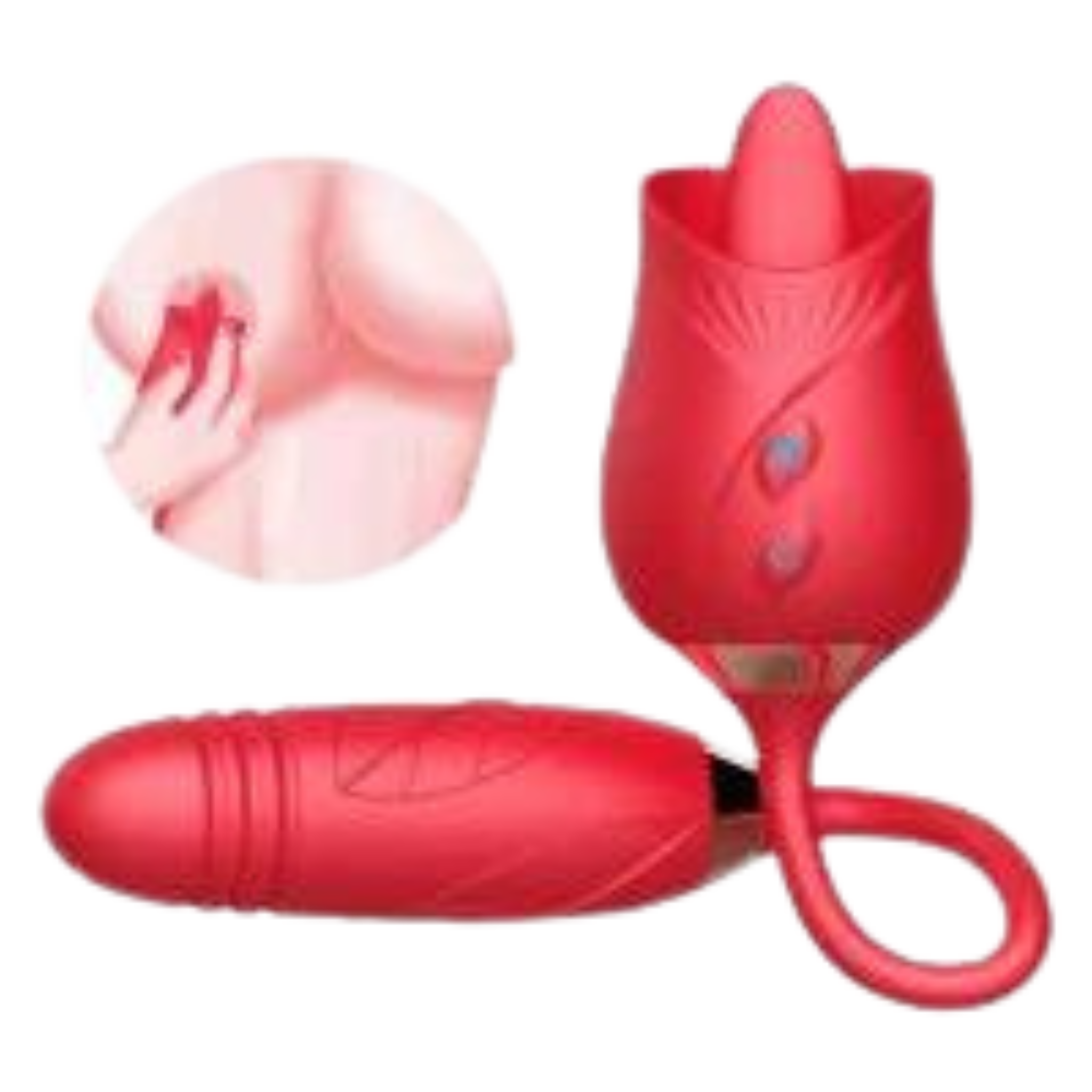 VIBRADOR DUPLO FLEXÍVEL ROSE TWO 10 VIBRAÇÕES VAI E VEM GENERAL IMPORT