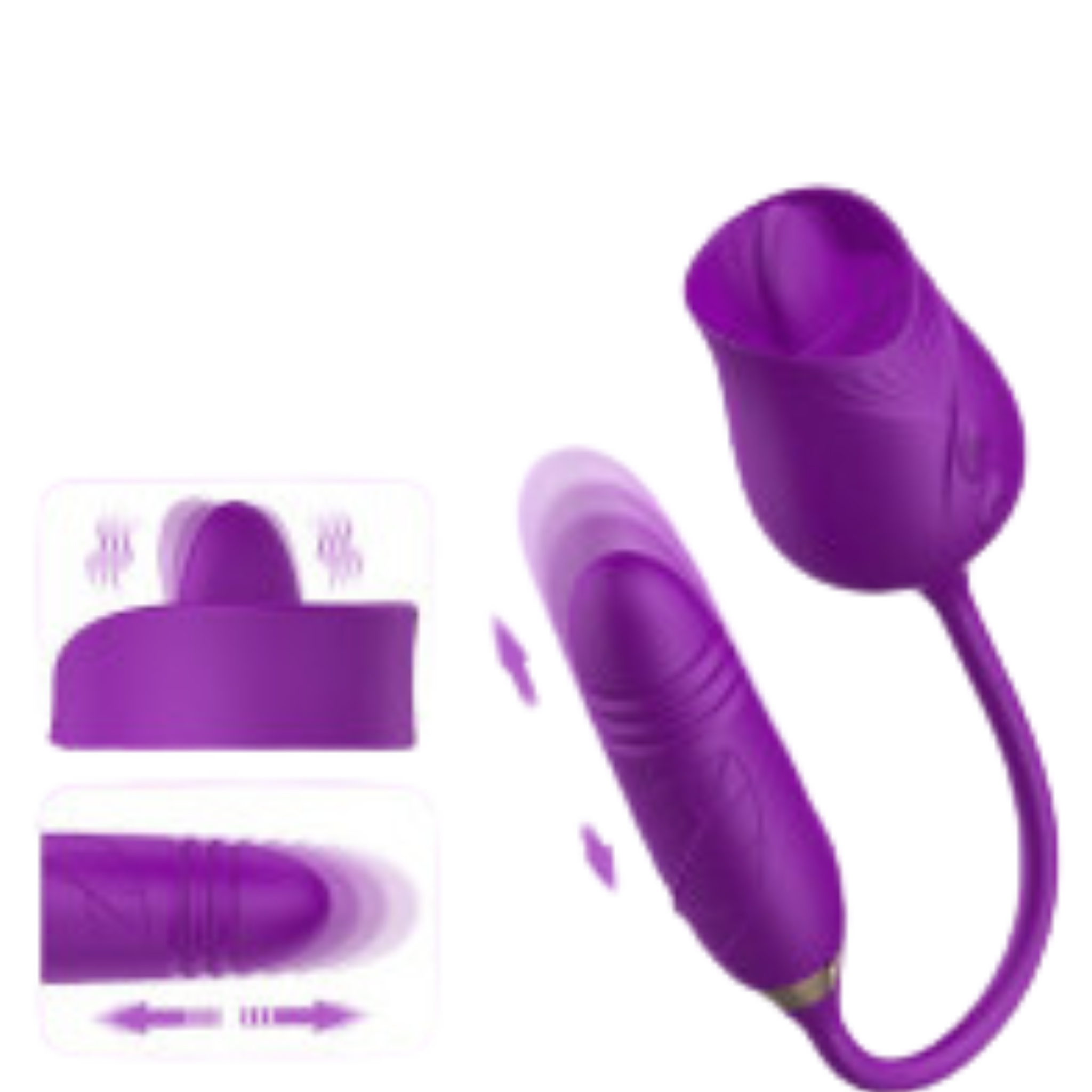 VIBRADOR DUPLO FLEXÍVEL ROSE TWO 10 VIBRAÇÕES VAI E VEM GENERAL IMPORT