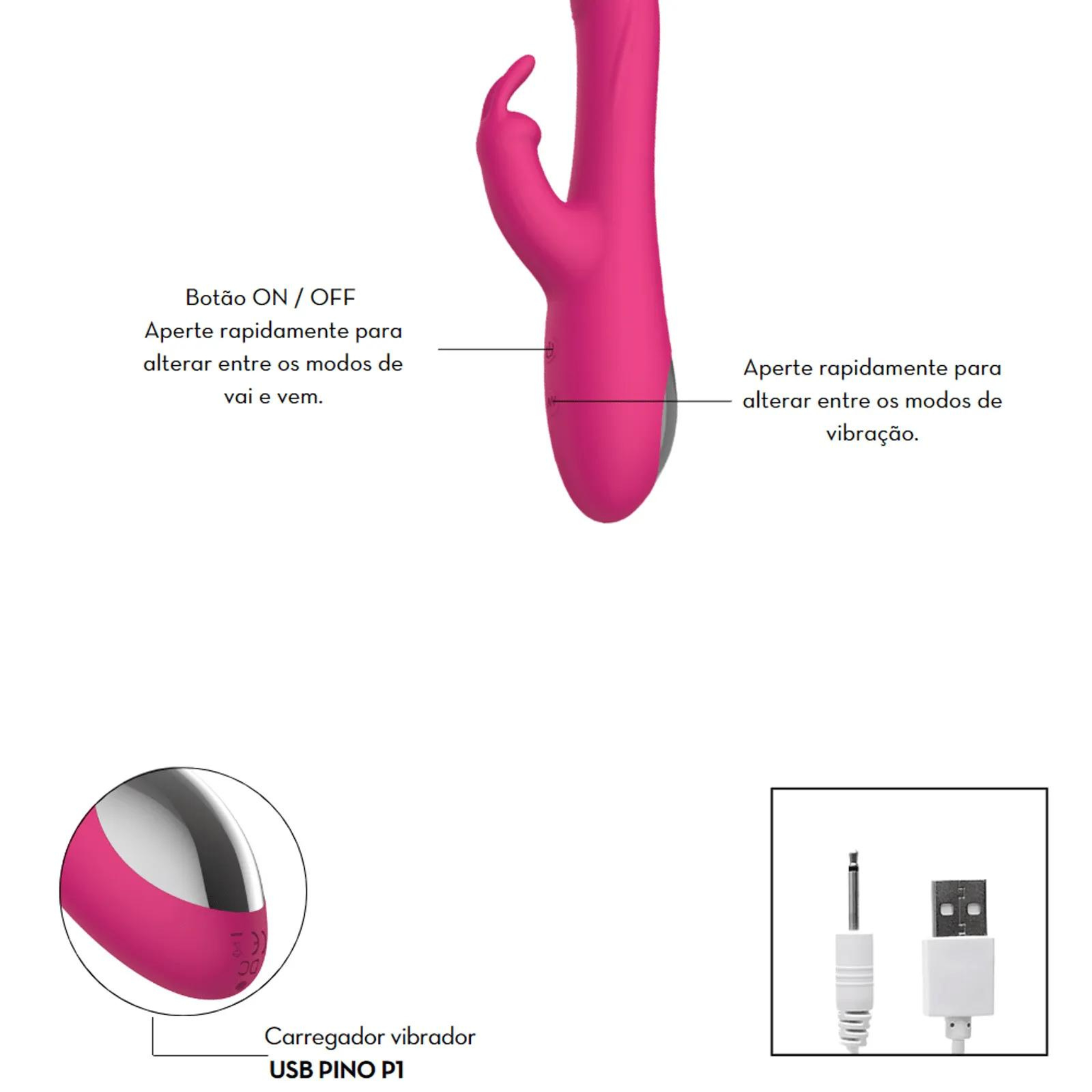 Vibrador Rabbit Rotativo LUXO PURO - Preto
