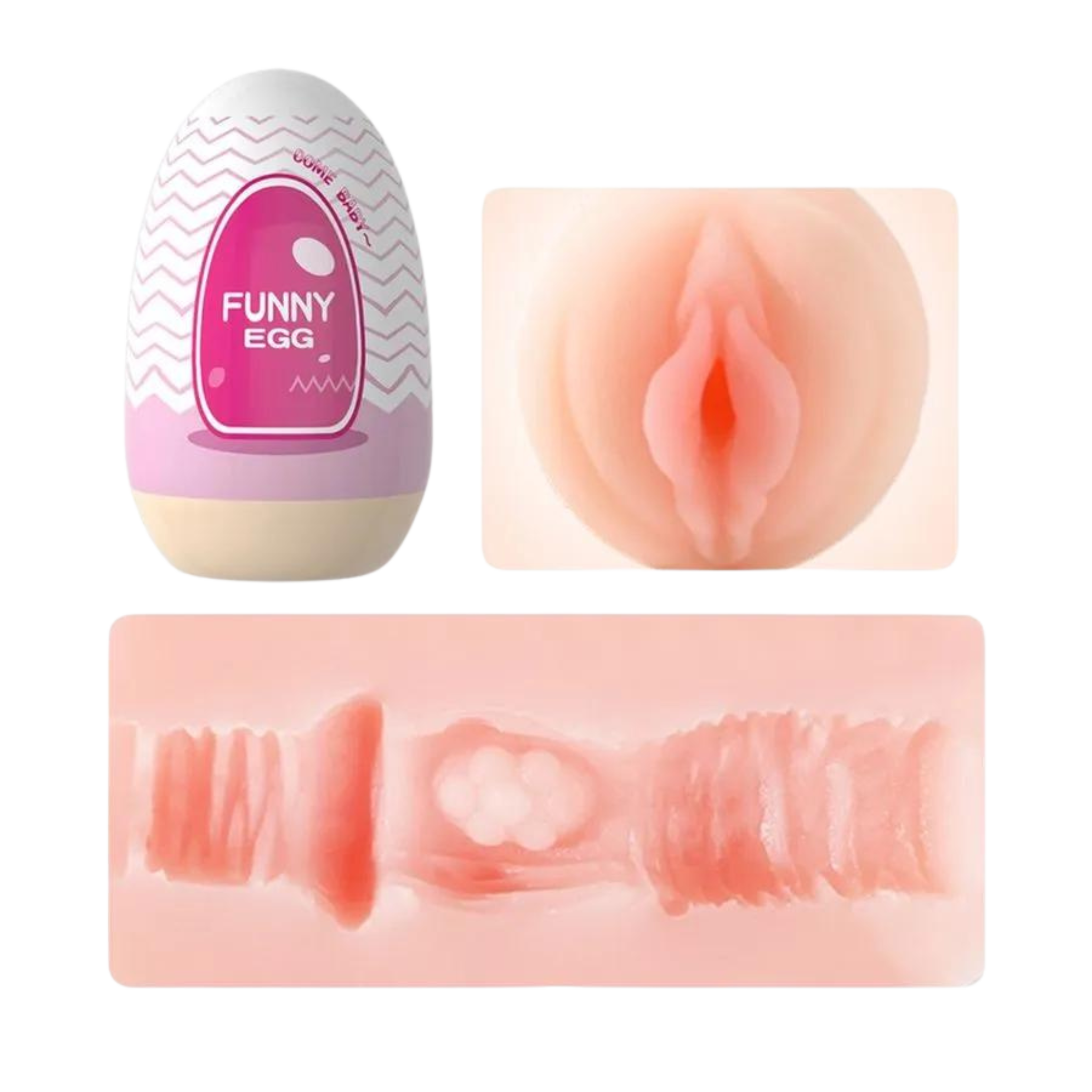 Funny Egg Masturbador Masculino Formato Vagina em Cyberskin Vip Mix