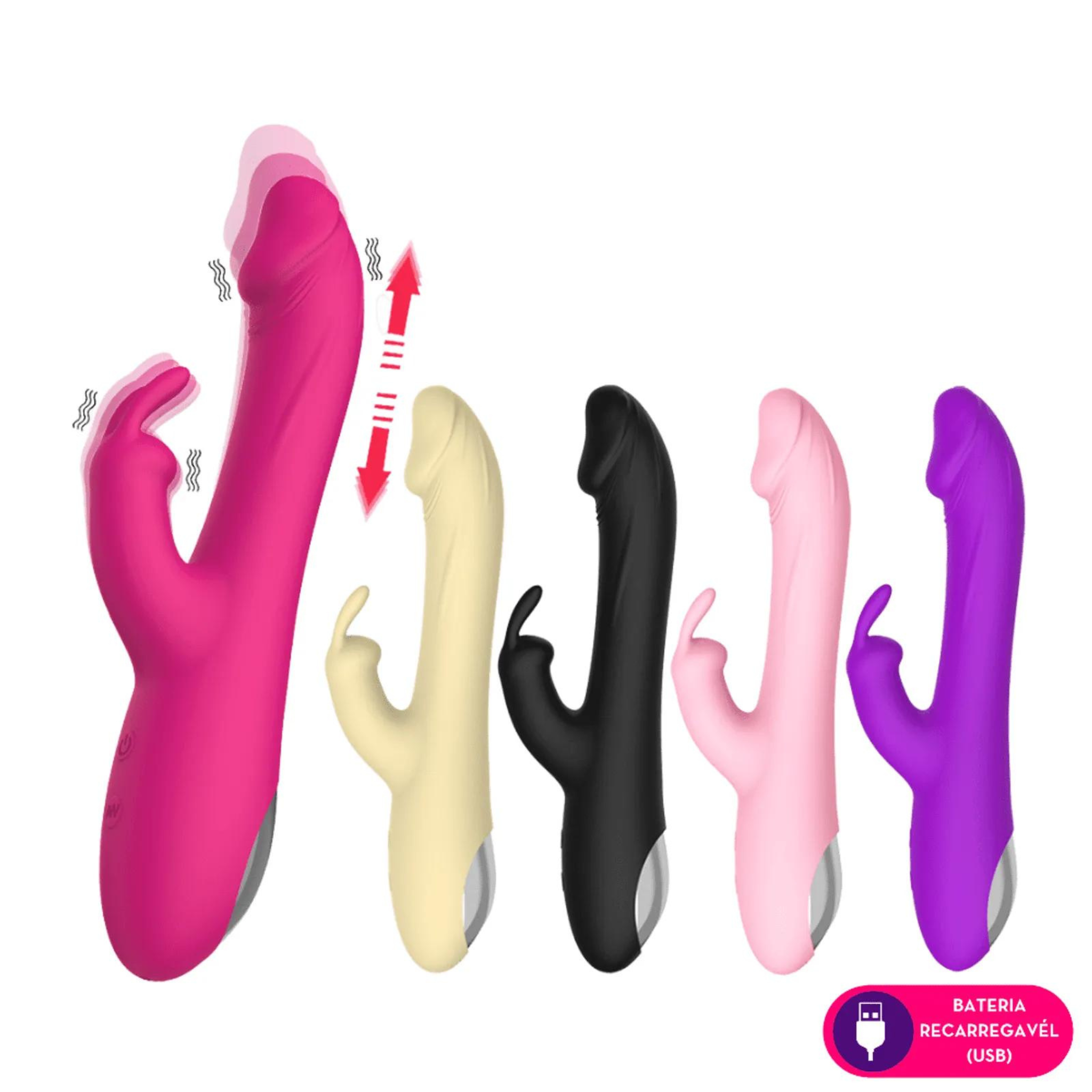 Vibrador Rabbit Rotativo LUXO PURO - Preto