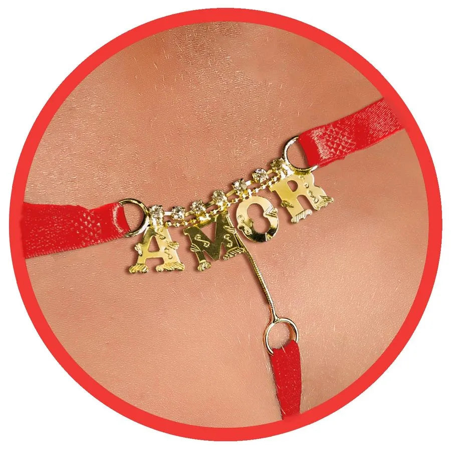 Tanga Fio Erótica "Amor" com Strass Patitex