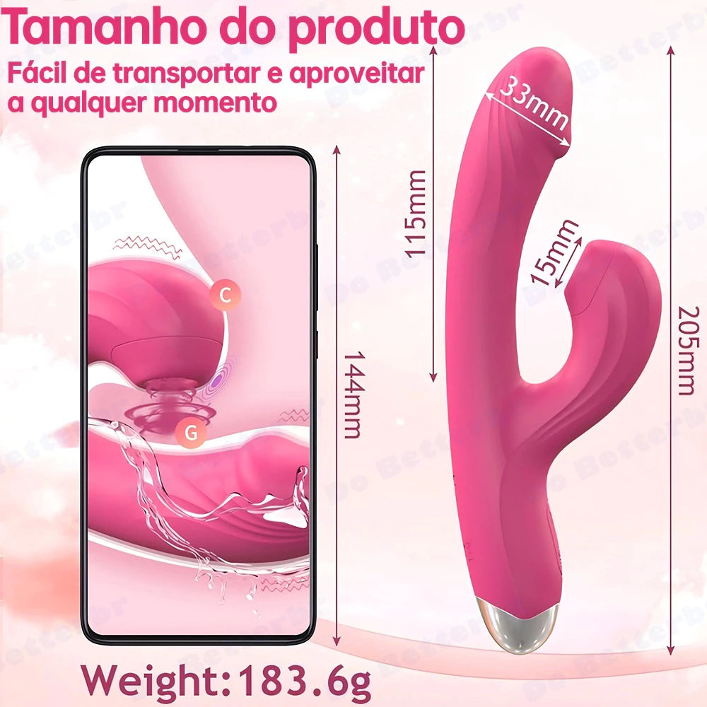 Vibrador Duplo Prazer Ponto G com Estimulador Sugador Clitoriano ZDB-29