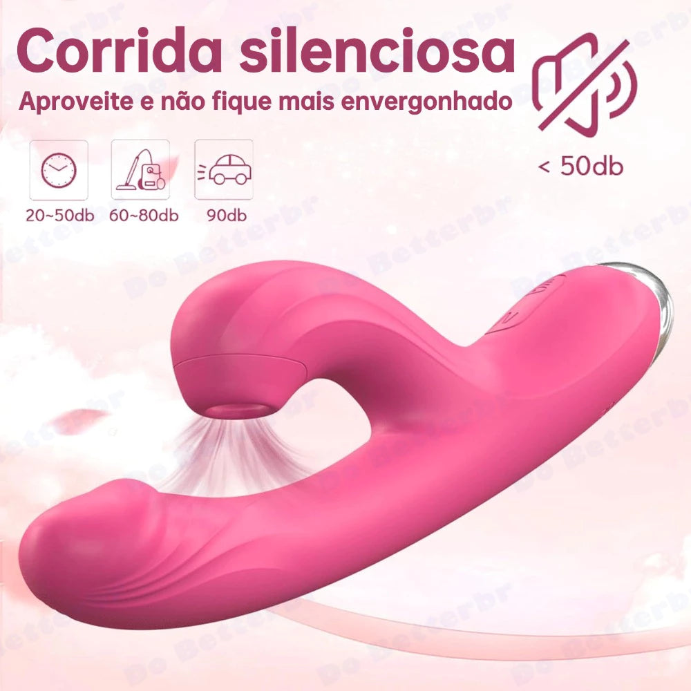 Vibrador Duplo Prazer Ponto G com Estimulador Sugador Clitoriano ZDB-29