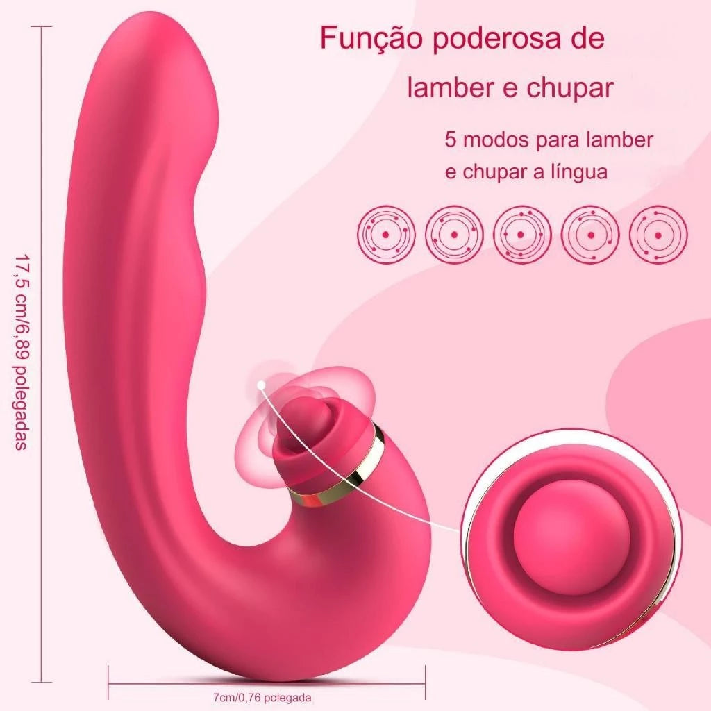 Vibrador Clitóris Ponto G Recarregável Multifuncional 3 Em 1 Sugador Com Pulsação Sex Shop T039