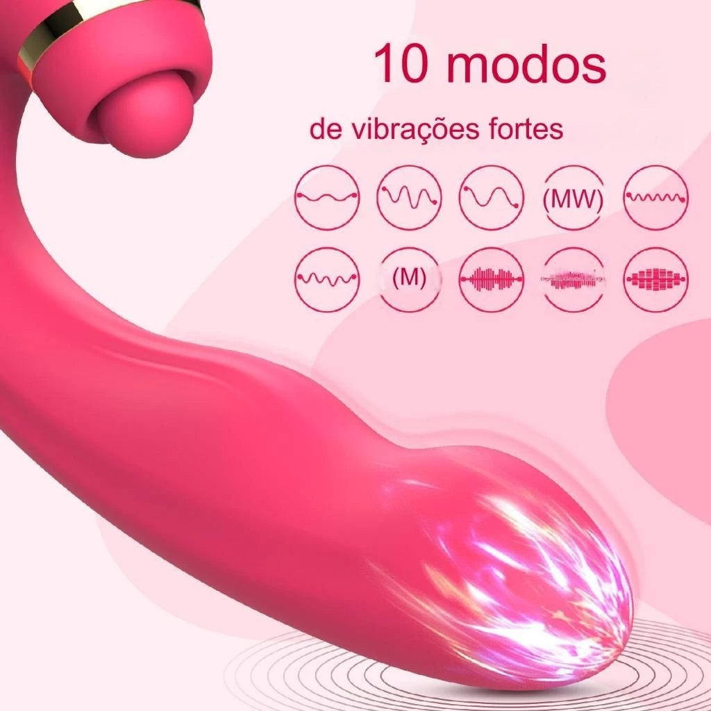 Vibrador Clitóris Ponto G Recarregável Multifuncional 3 Em 1 Sugador Com Pulsação Sex Shop T039