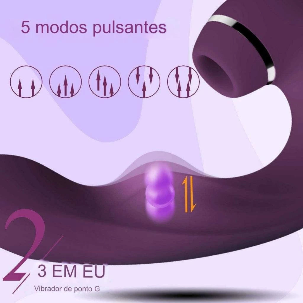 Vibrador Clitóris Ponto G Recarregável Multifuncional 3 Em 1 Sugador Com Pulsação Sex Shop T039