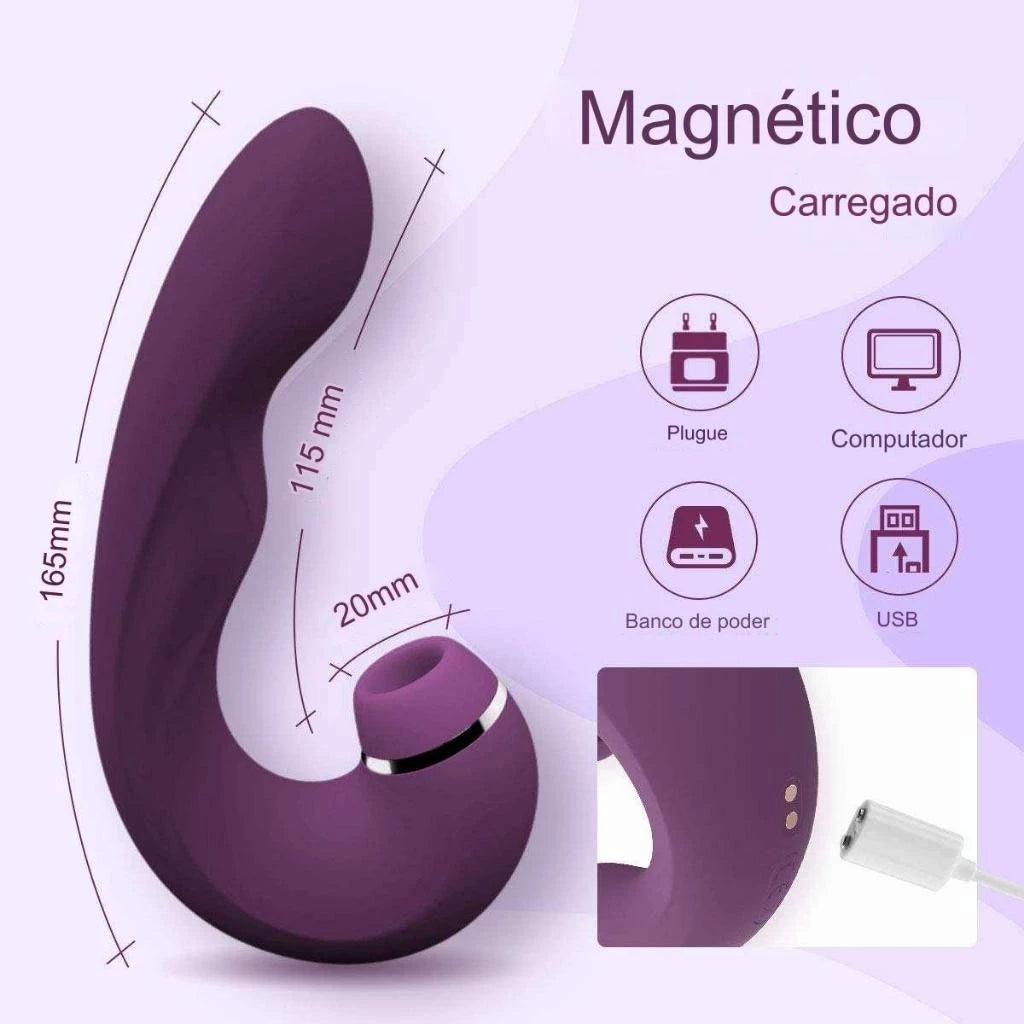Vibrador Clitóris Ponto G Recarregável Multifuncional 3 Em 1 Sugador Com Pulsação Sex Shop T039